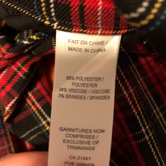 Red check tartan high rise lace-up waist granpa pants NWT - Picture 5 of 8